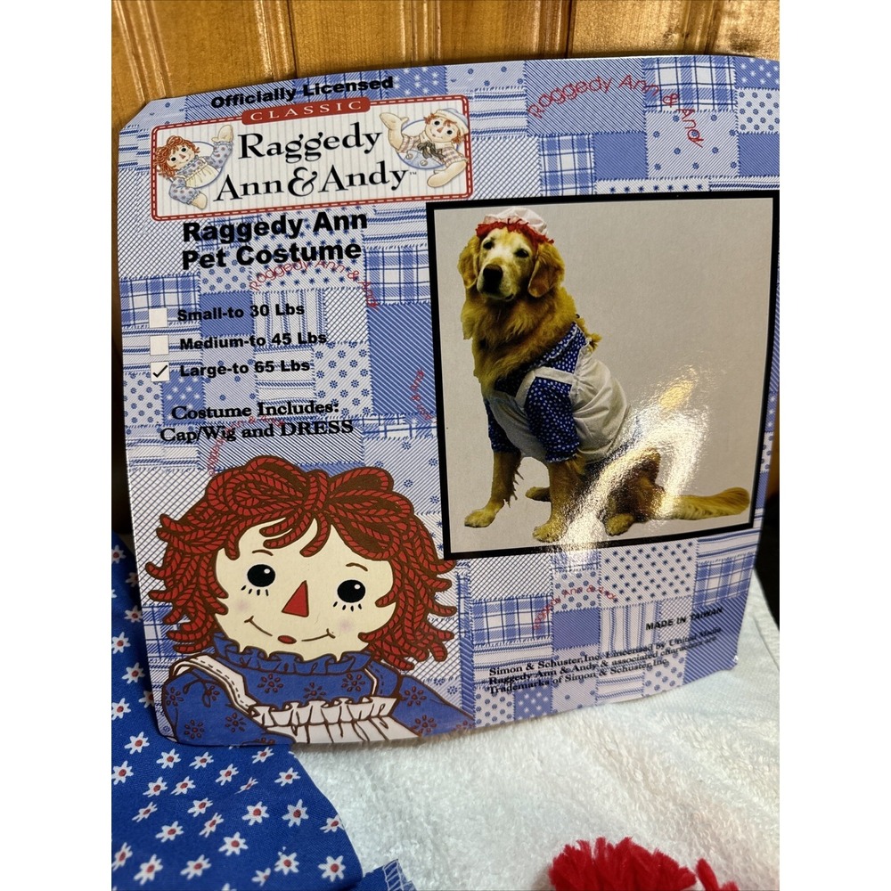 Simon & Schuster Officially Licensed Raggedy Ann Pet Costume Large Halloween